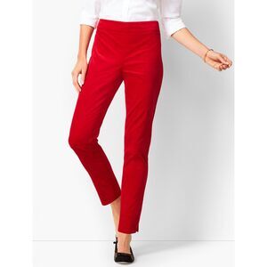 Red Talbots Velveteen Slim Ankle Pants (NWT)